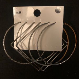 Silver hoop earring set